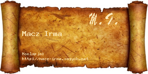 Macz Irma névjegykártya